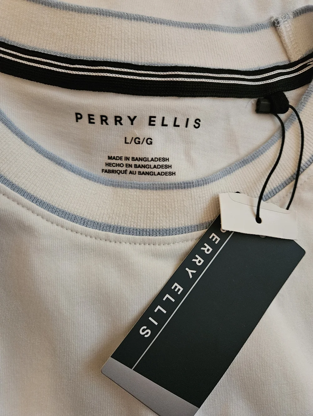 NWT Perry Ellis Luxe White Crew Neck Tee Designer Essential Mens's Size L